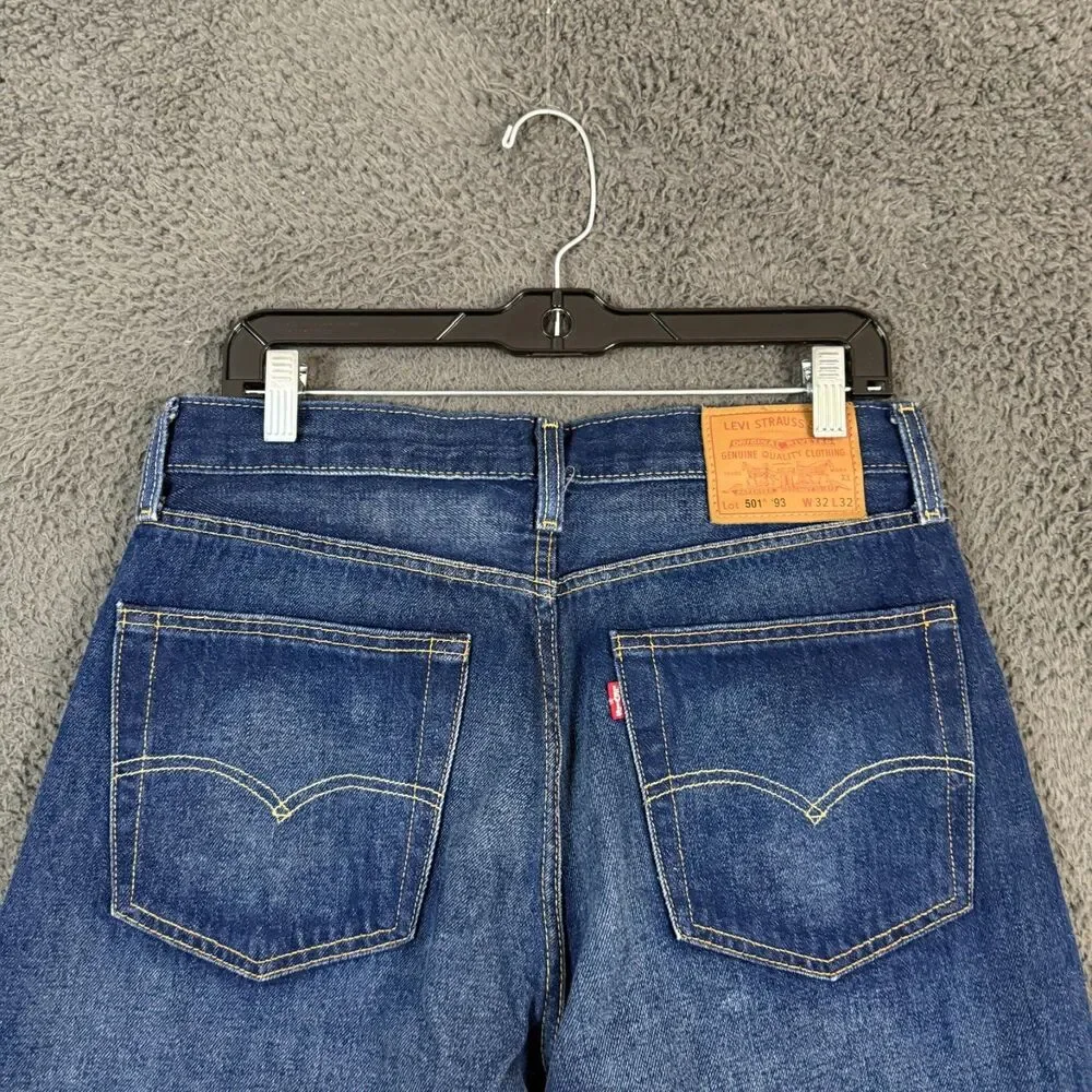 Levis 501 Lot 93 Jeans Mens 32x32 Blue Straight Fit Dark Wash Premium Denim